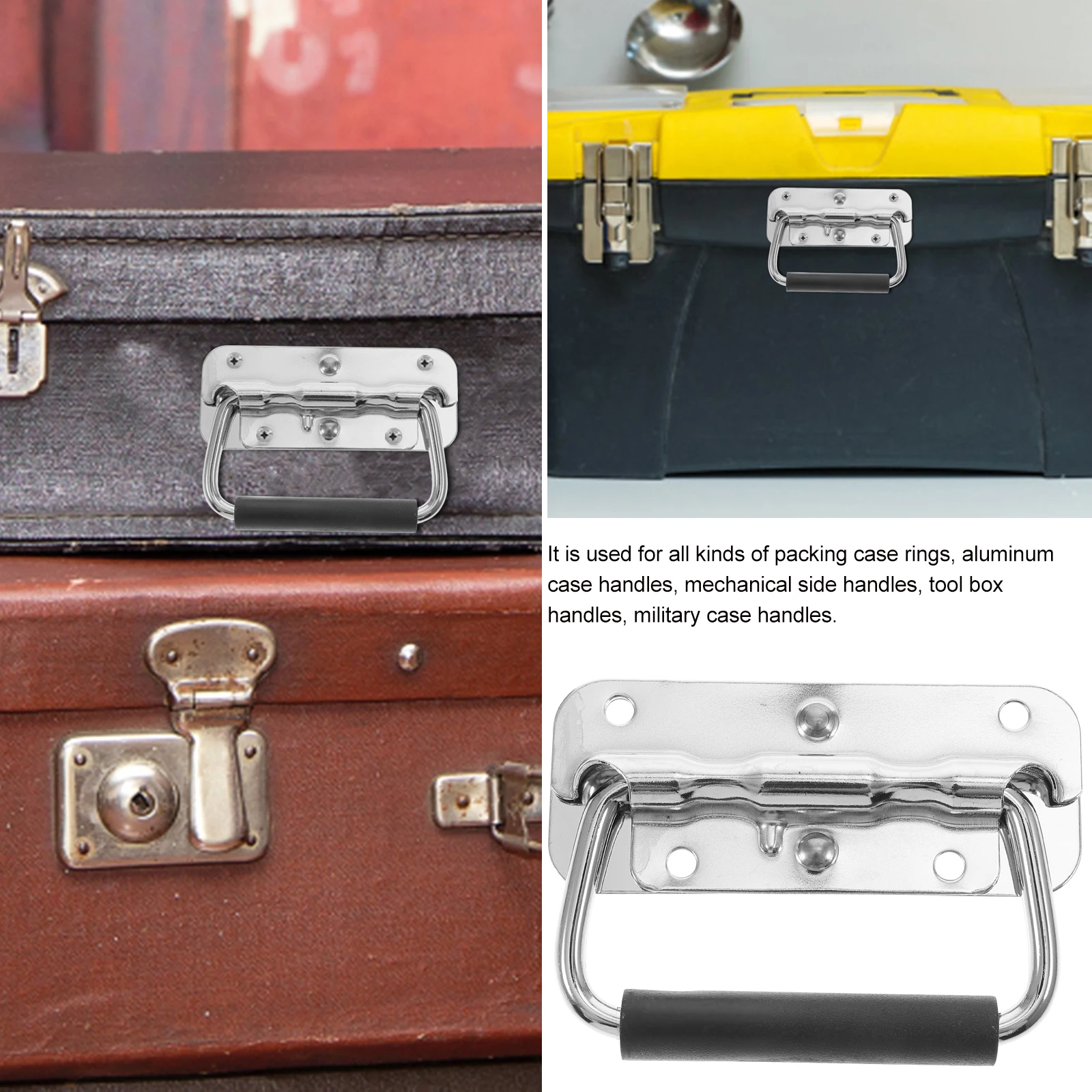 

4Pcs Spring Loaded Handle Stainless Steel Surface Mount for Toolbox Chest Crate Storage Heavy Duty Case Boat Cabinet Garage Door