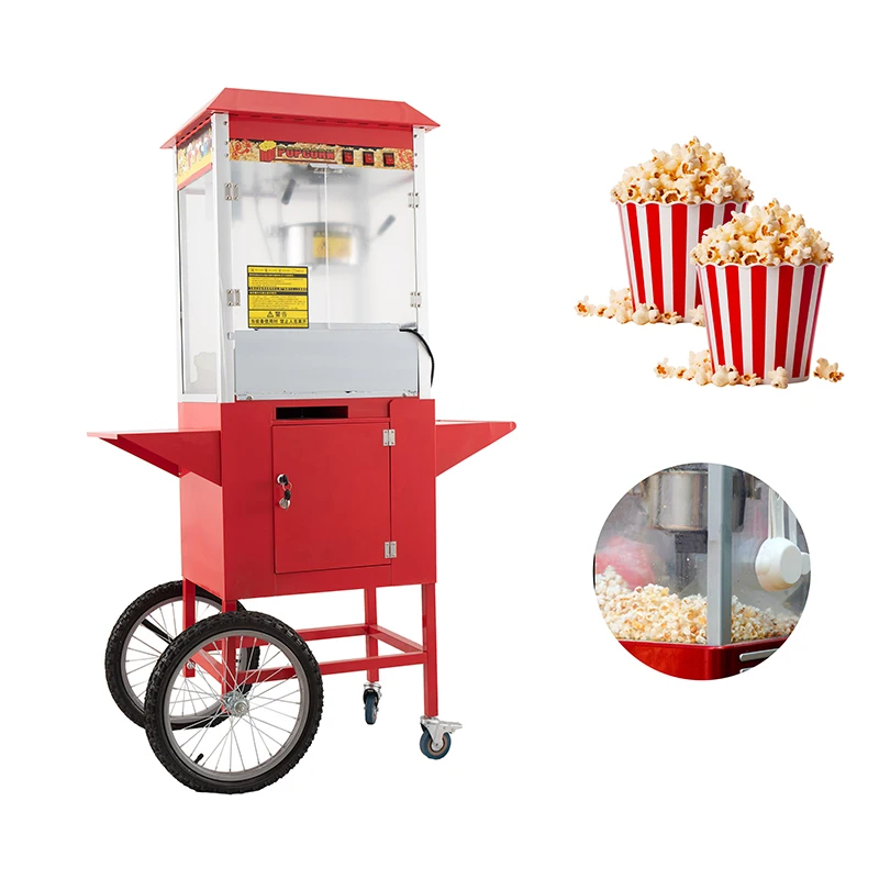 Macchina per popcorn tipo carrello con luce interna