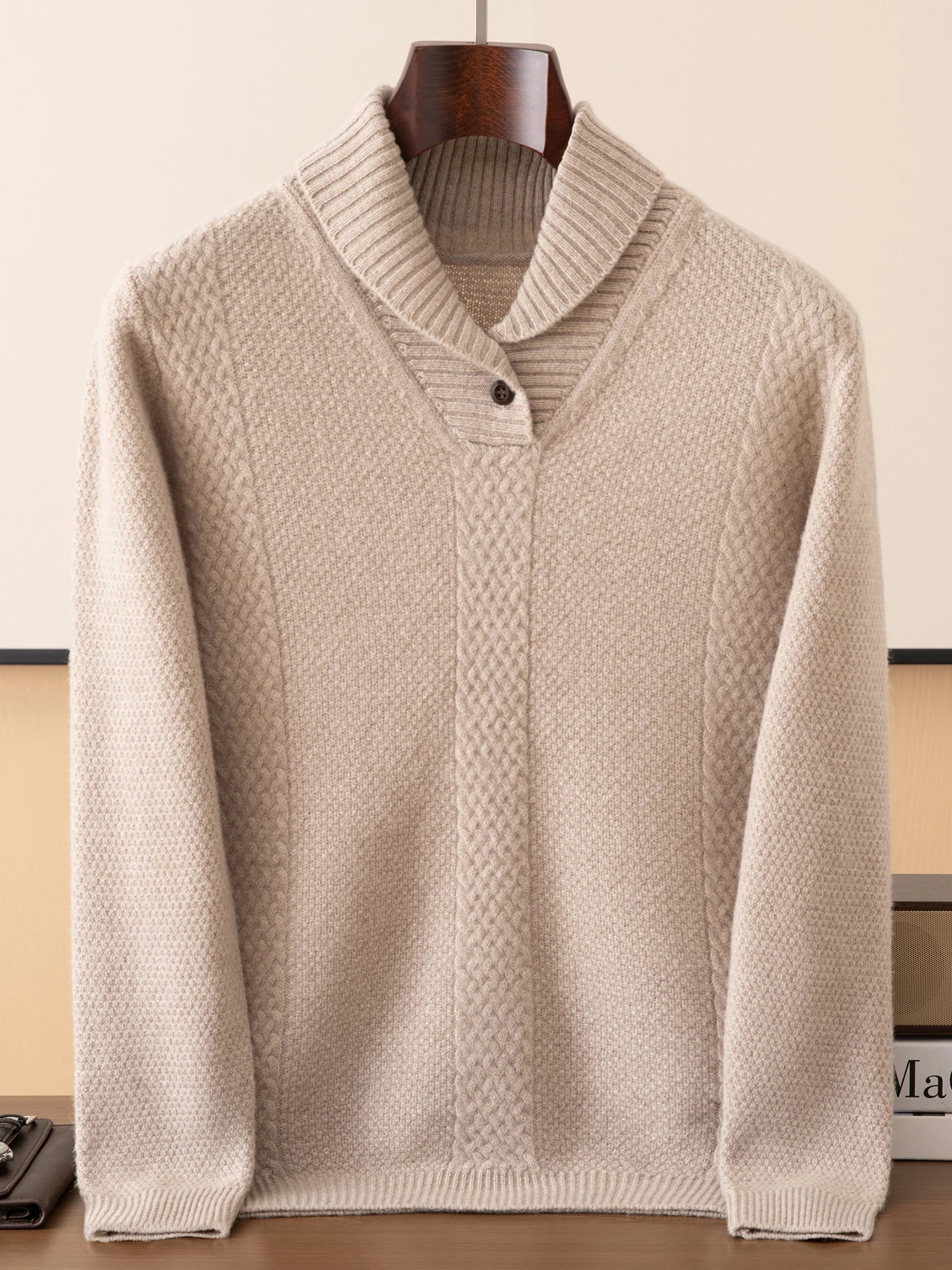 Sweter Wol Merino 100% Pria Model Terbaru Musim Gugur Musim Dingin Rajutan Pullover Kasual Lengan Panjang Pakaian Atasan Tebal Jumper Kasmir