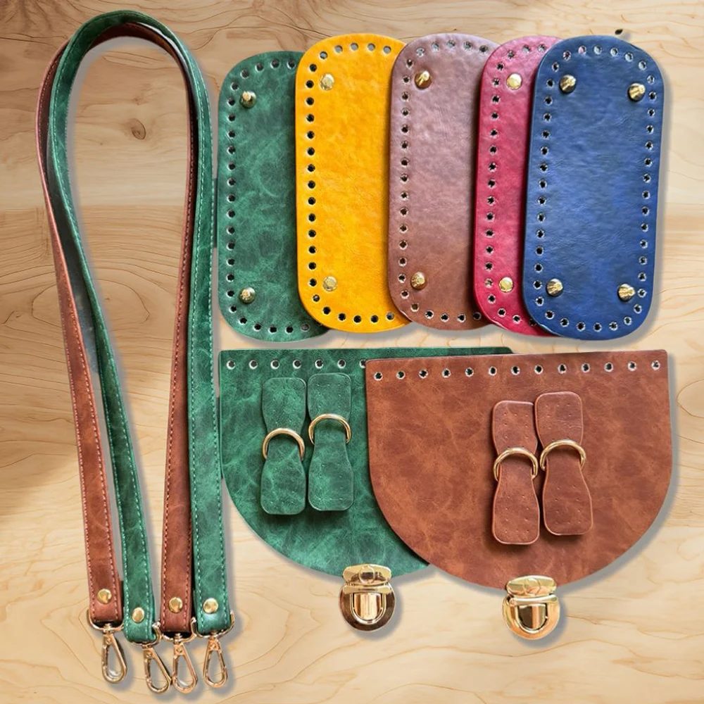 HOT 5PCS DIY Leather Handmade Handbag Woven Accessories High Quality Bag Bottoms Flap Cover Bag Shoulder Straps With Hardware