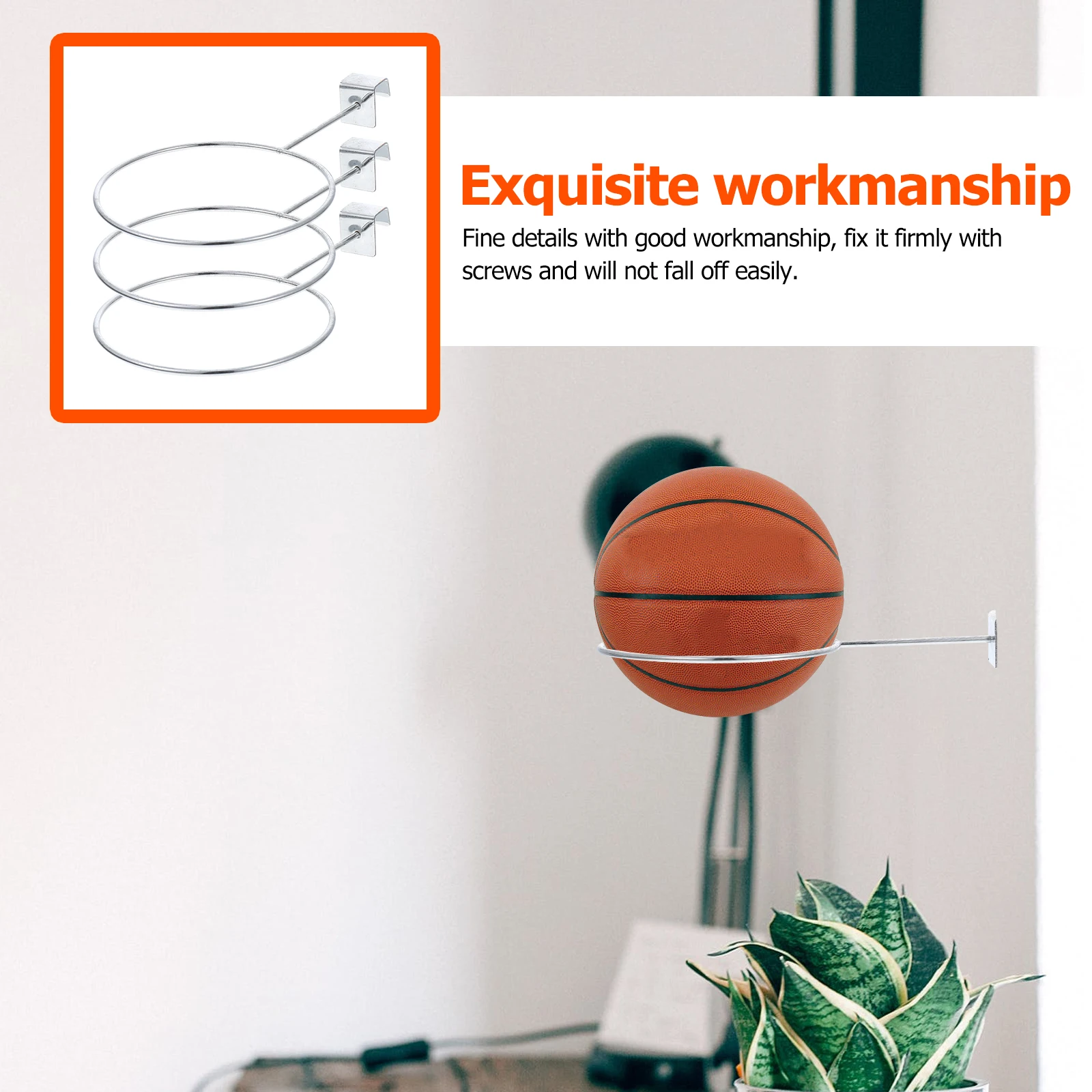 

3 Pcs Basketball Display Stand Vertical Holder Rack Storage Hanging Stands Metal for