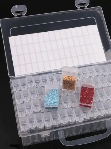1pc 28/32/48/56/64 Slots Plastic Storage Box, DIY Diamond Painting Beads Charms Jewelry Accessories Organizer Box