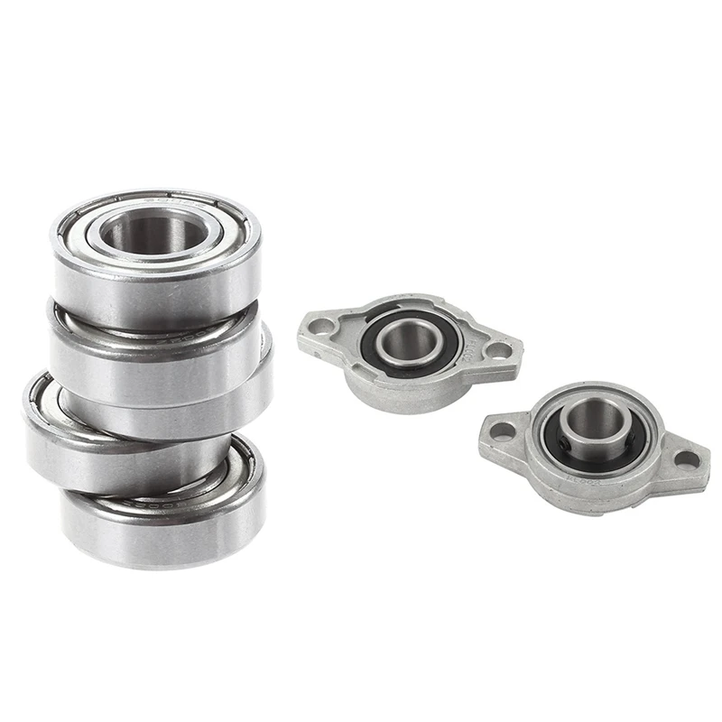 5 Pcs 6002Z Shielded Metal Ball Bearings Silver & 2 Pcs KFL002 FL002 Self Aligning Pillow Block Flange Bearing 15Mm