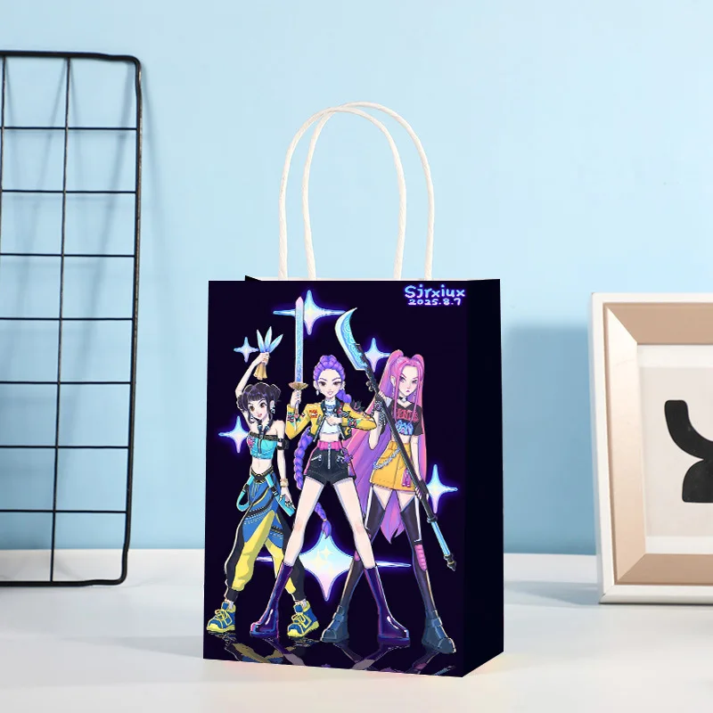 12pcs Cartoon storage bag paper gift bag with handle suitable candy and small gift bags during festivals and parties sealable gi view 4