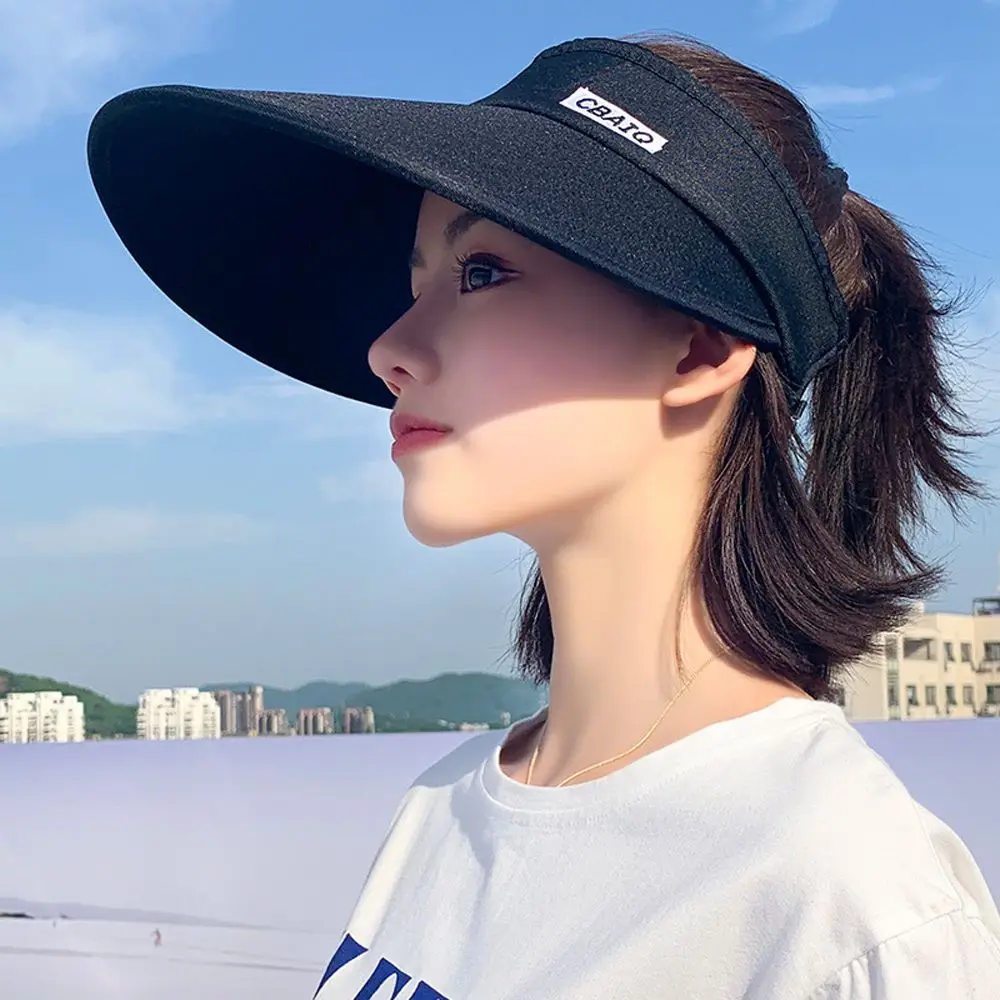 

UV Protection Fashion Women Cycling Outdoor Wide Brim Sports Hat Visor Empty Top Suncap Summer Sun Cap Beach Cap