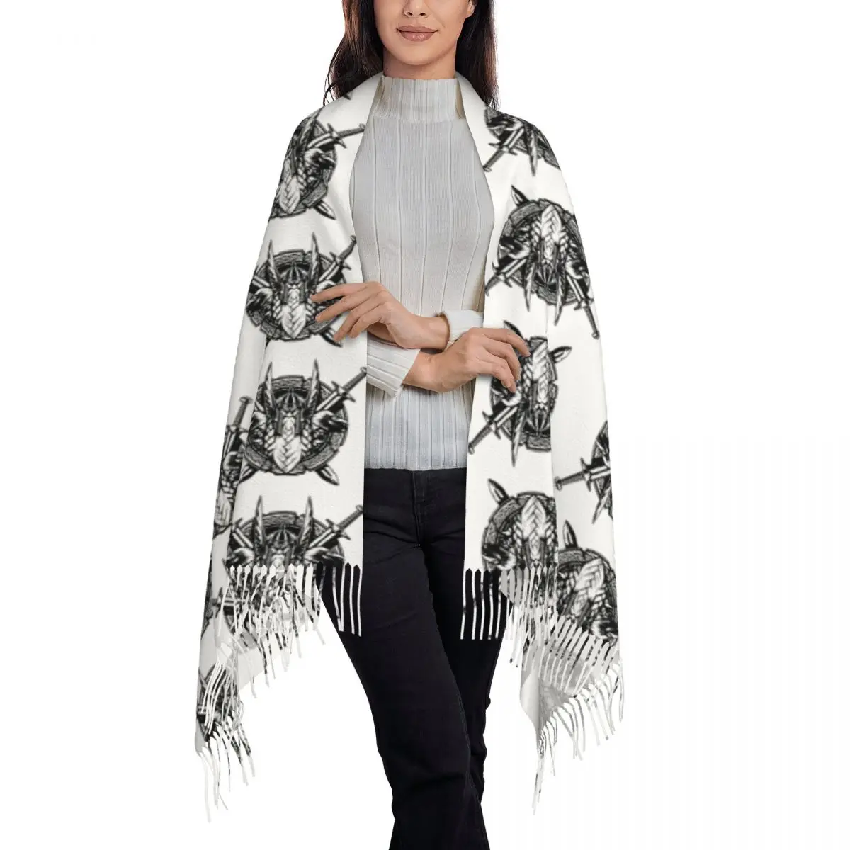 Odin Vikings Viking Legend Scarf Tassel Scarves Women Soft Warm Shawls and Wraps Large Fall Winter Shawl Wrap