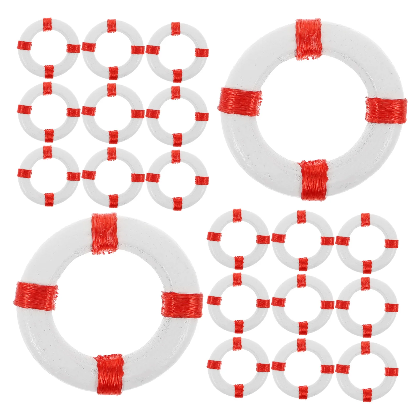 

50Pcs Miniature Nautical Resin Life Ring Decorations for Dollhouse Beach Fairy Garden Coastal Table Micro Landscape