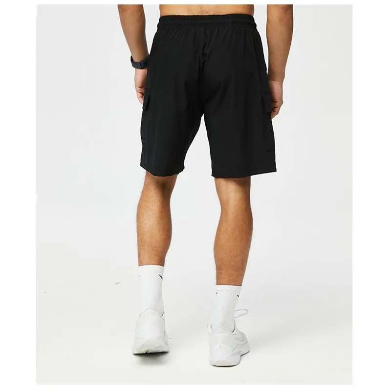 Outdoor Cargo Shorts Male Overalls Elastic Waist Cycling Shorts Multi-pockets Loose Work Sport Knee Length Trousers