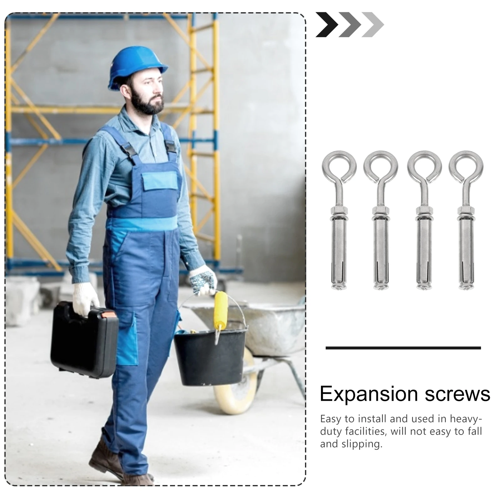 

4pcs Stainless Steel Expansion Screw Heavy Duty Concrete Masonry Brickwork Manhole Cover Waterproof Durable Easy