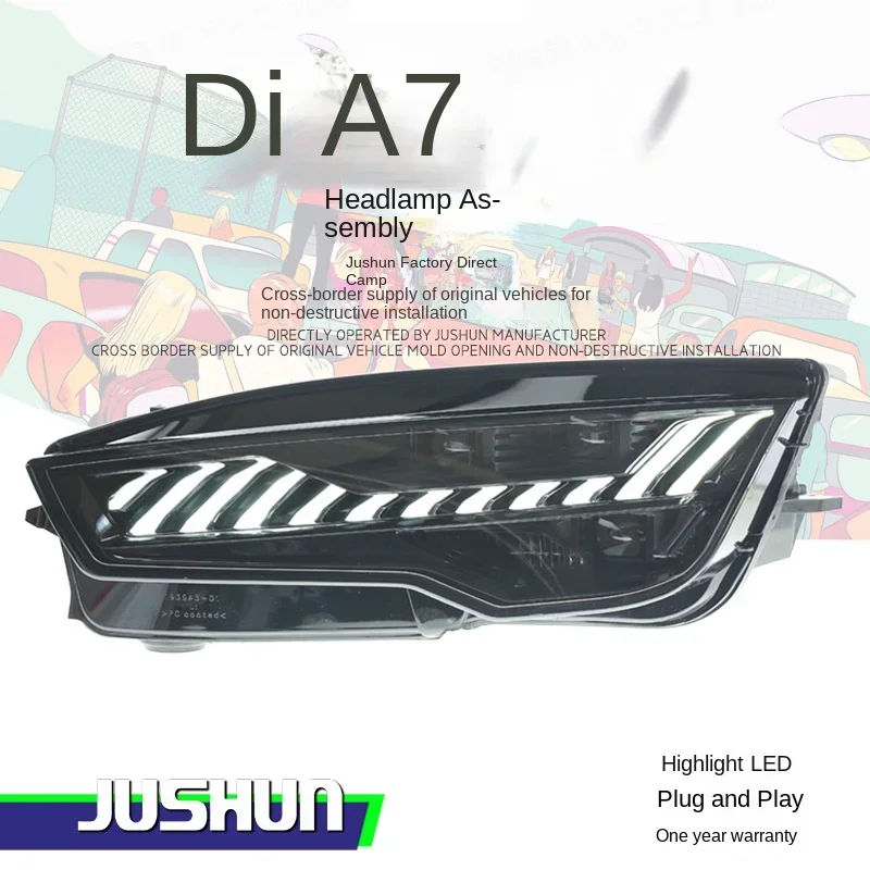 

Suitable for 11-18 Audi A7 headlight assembly modified new RS7 daytime running light LED lens streamer steering