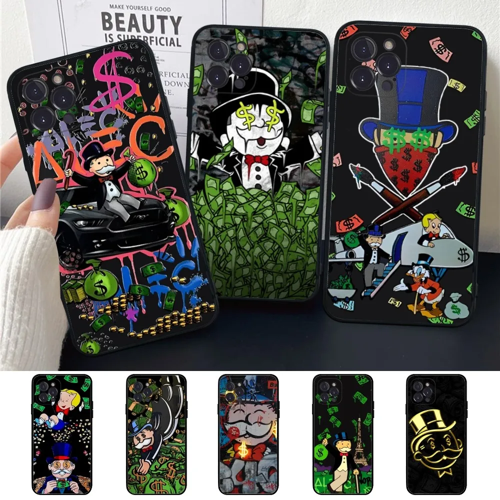 Cartoon Luxury Dollar MonopolyS Phone Case For iPhone 14 11 12 13 Mini Pro XS Max Cover 6 7 8 Plus X XR SE 2020 Funda Shell