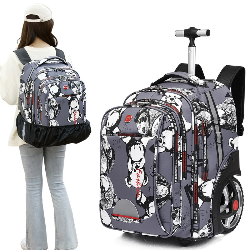 19 Inch School Rolling Backpack for Teenagers Large Wheels Student Backpack Trolley Bag Men\'s Women\'s Outdoor Travel luggage Bag