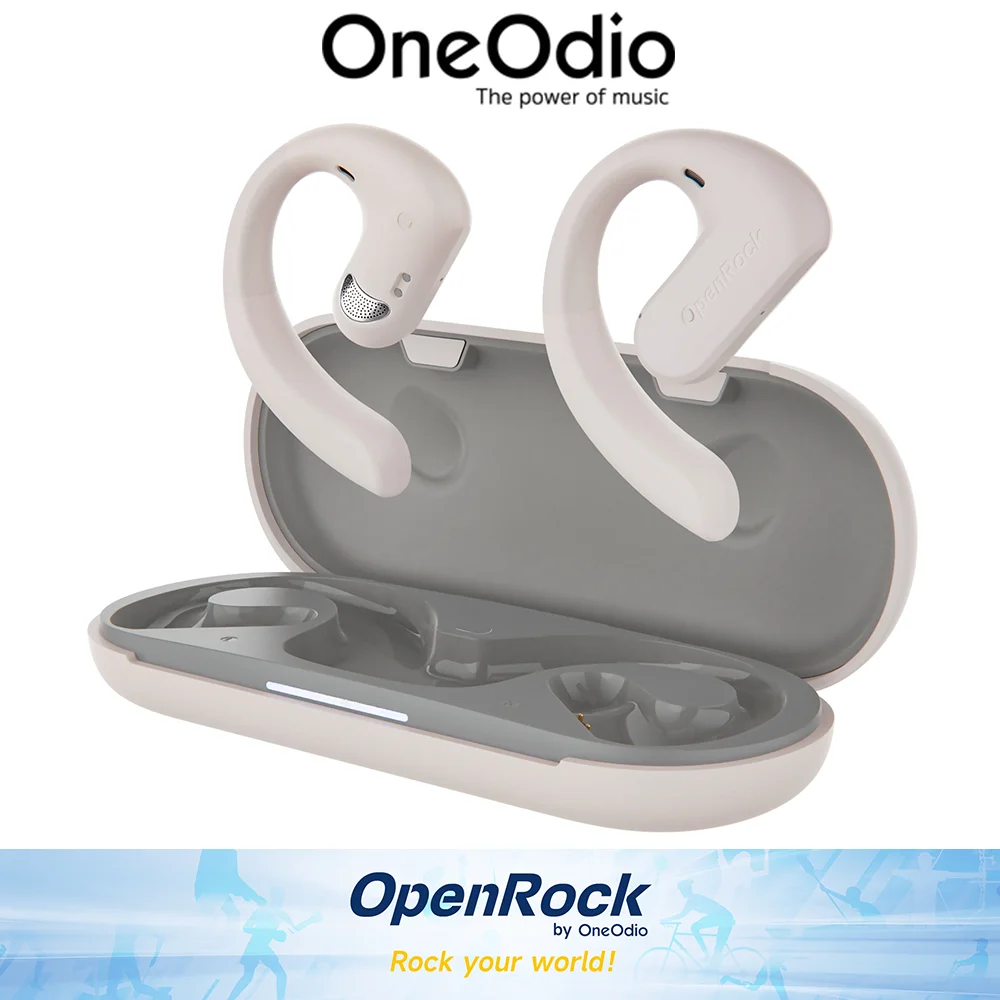 

OneOdio Open Ear Wireless True Bluetooth 5.2 Earbuds OpenRock Pro TubeBass Gym Headphones Sport Ear Hooks TWS With A 4 Mic ENC