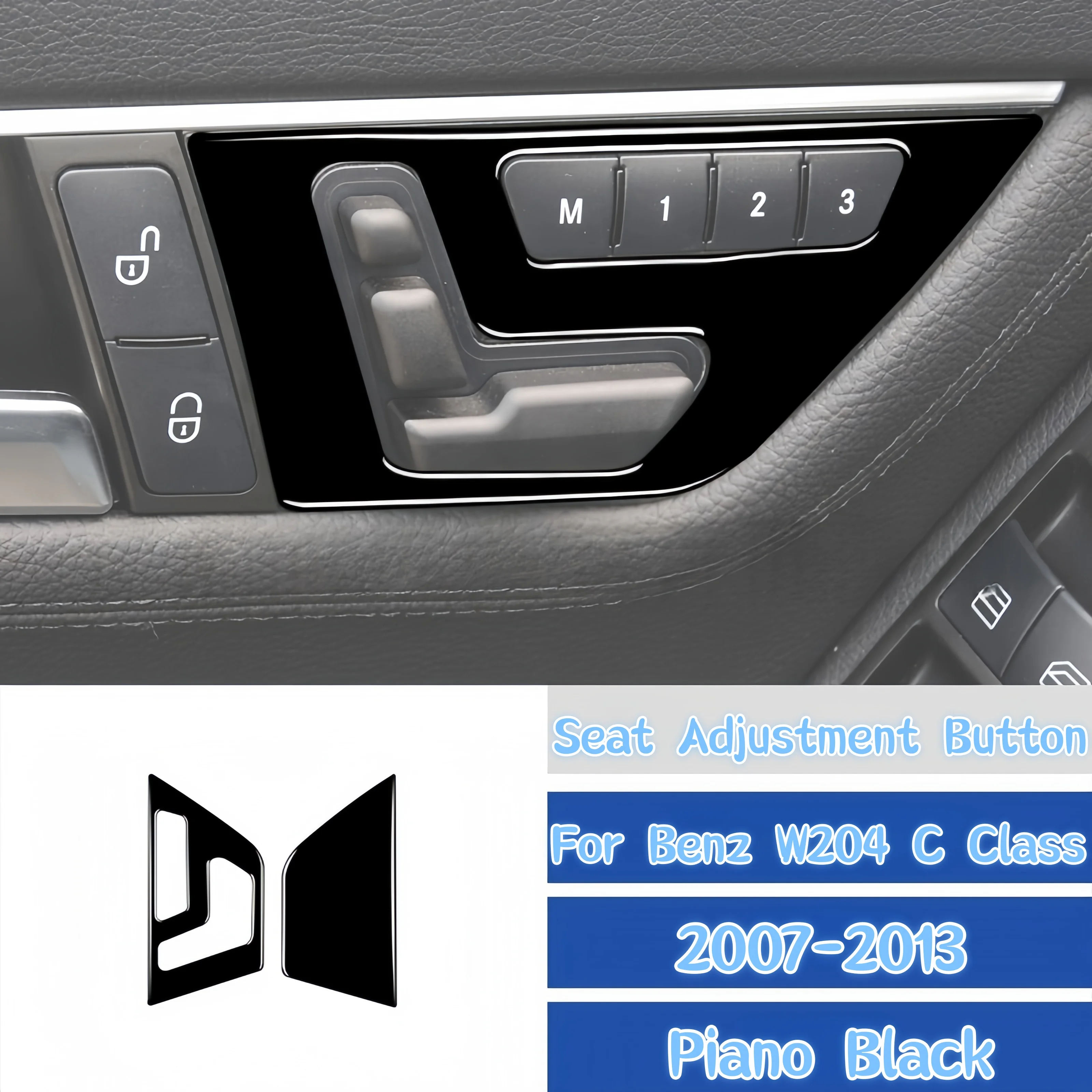 For Mercedes W204 Benz C Class 2007-2013 Piano Black Interior Car Seat Adjustment Button Trim Cover Decor Stickers Auto Zubehör