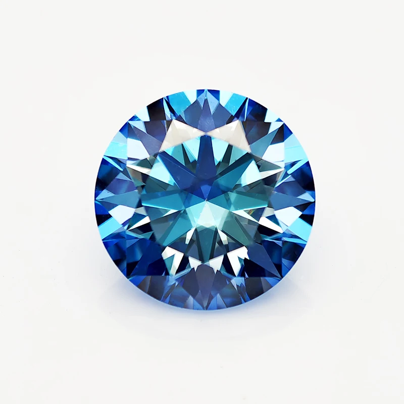 Klein Blue Round Cut Moissanite Loose Stone VVS1 GRA Certified Moissanite Pass Diamond Tester for DIY Jewelry Making