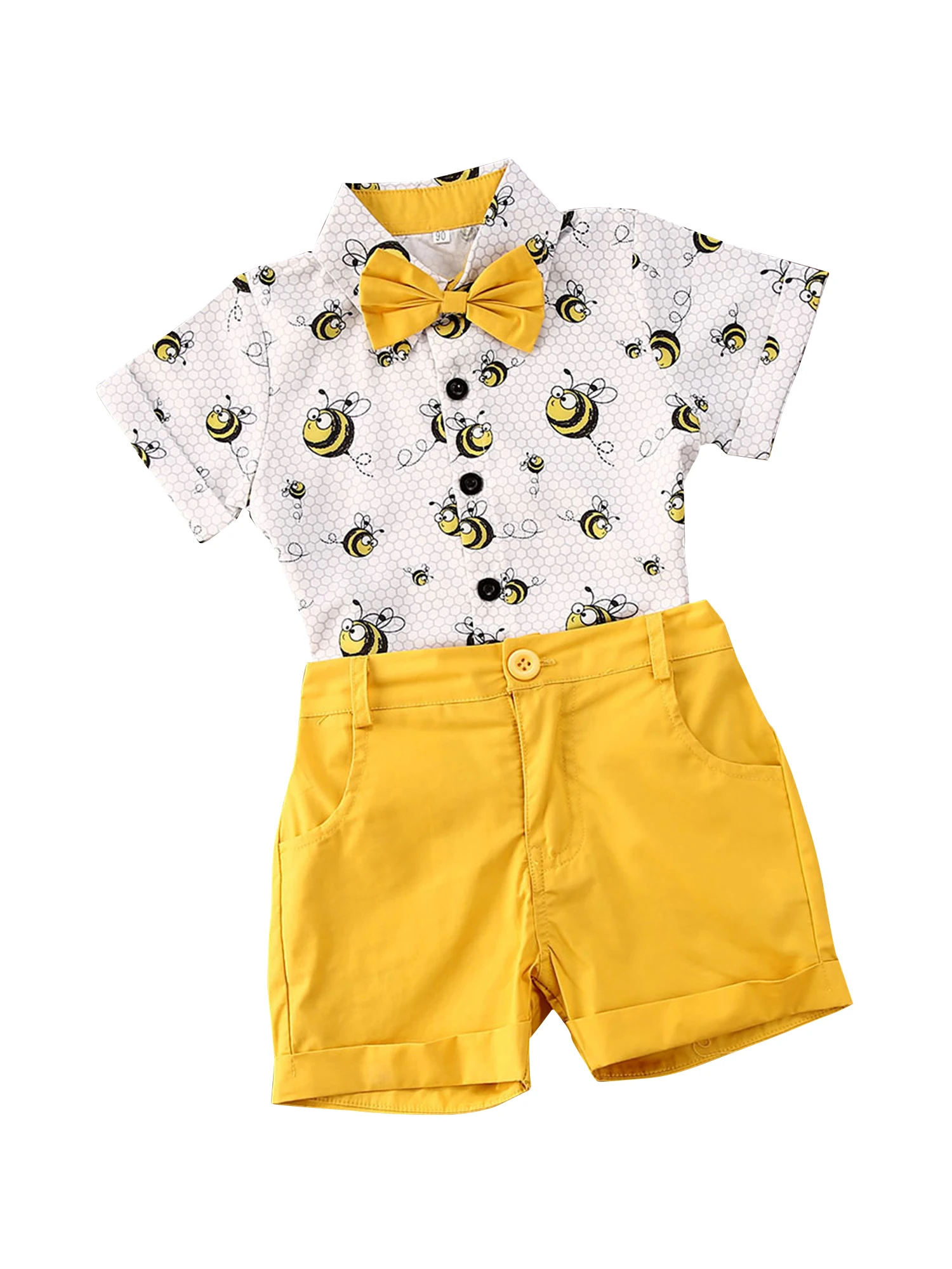 Toddler Boys Beachwear Set Short Sleeve Collared Fish Print Shirt Striped Shorts Children 2Pcs Vacation Outfits for Summer