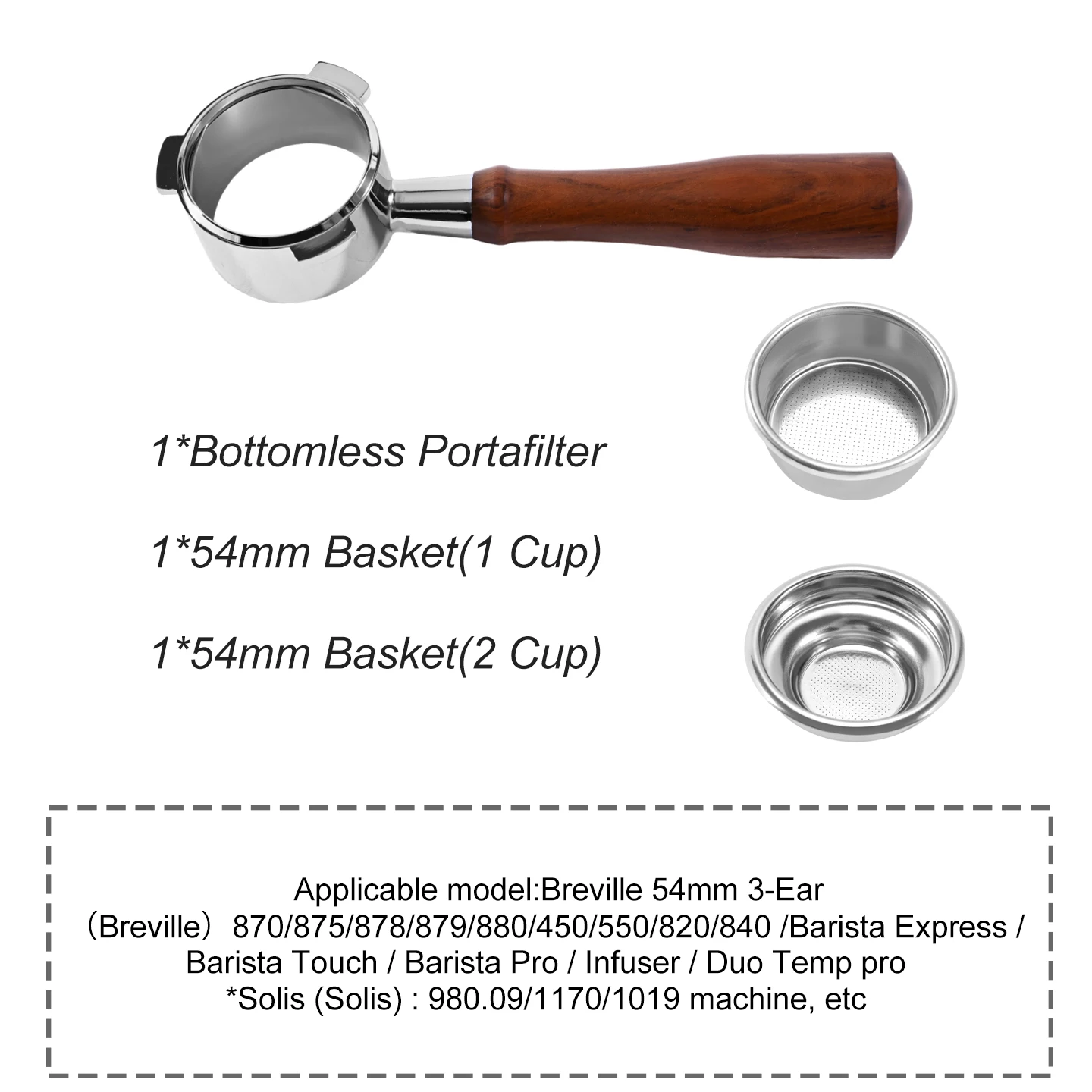 54mm Koffie Bodemloze Portafilter Naakt Voor Breville Sage 870 878 879 Filtermand Espressomachine Accessoires Barista Gereedschap