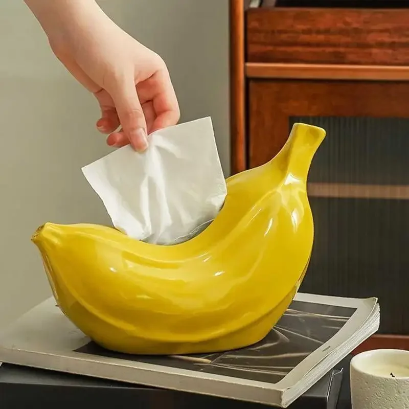

Home Decorative Banana Tissue Box Modern Stylish Facial Paper Organizer Desktop Decor for Living Room Bedroom Bathroom