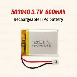 3.7V 600mAh LIPO Batteries 503040 053040 Li-Ion Polymer Lithium Battery for Speaker Radio VCR LED Light GPS Rechargeable Cells