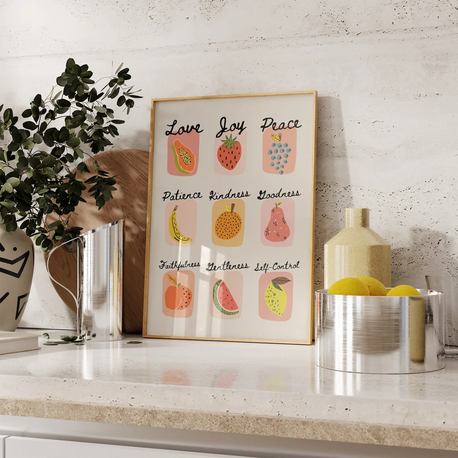 Fruit of the Spirit Art Print: Colorful Christian Decor Kitchen Dining Physical Print Wall Art Physical Print Gift