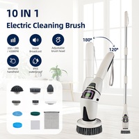 10-IN-1Multifunctional Cleaning Brush Electric Spin Scrubber Rotating Floor Windows Brush Cleaner For Bathroom Kitchen Toilet