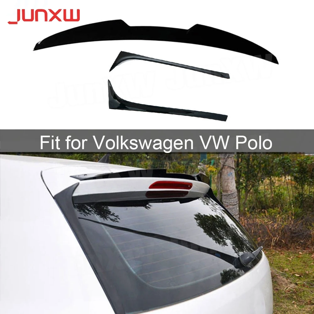 

ABS Black Car Rear Roof Spoiler Window Trim Wings For Volkswagen VW Polo Standard 2011-2018 Not For GTI R Boot Tail Side Winglet