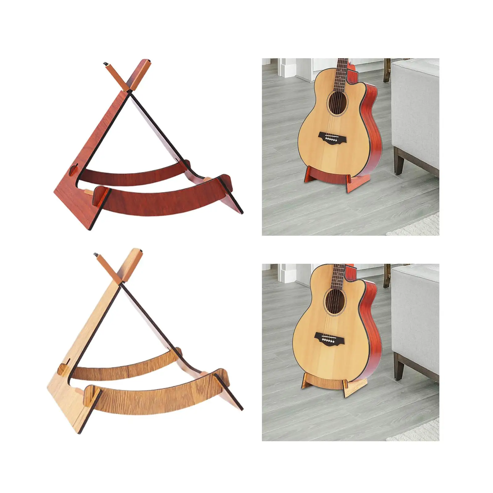 

Wooden Floor Guitar Stand Violin Support Holder Portable with Silicone Tubing Sturdy Display Rack for Electric Guitar Ukulele