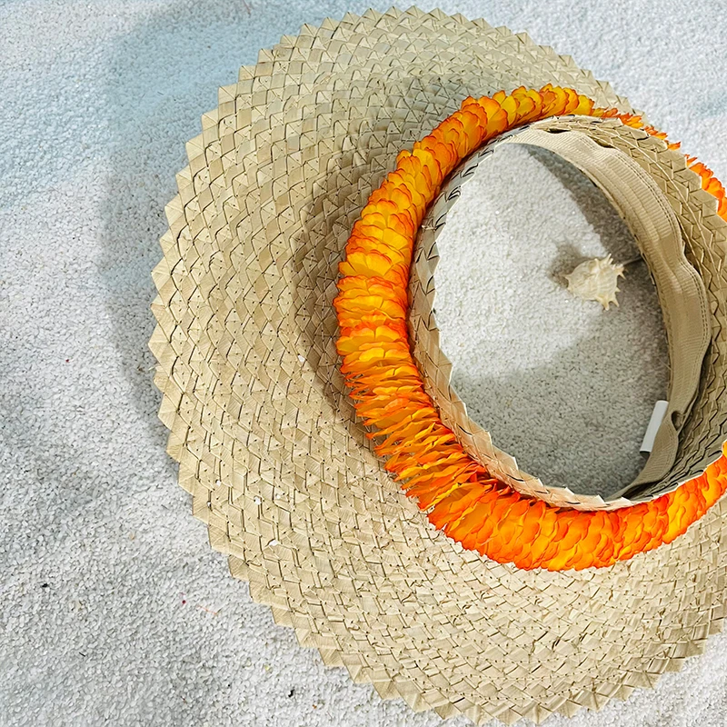 2025 New Fashion Straw Hat Sun Hat Summer Beach Crownless Straw Sun Hat for Women Papale Lauhala Straw Hats Hawaii Visors