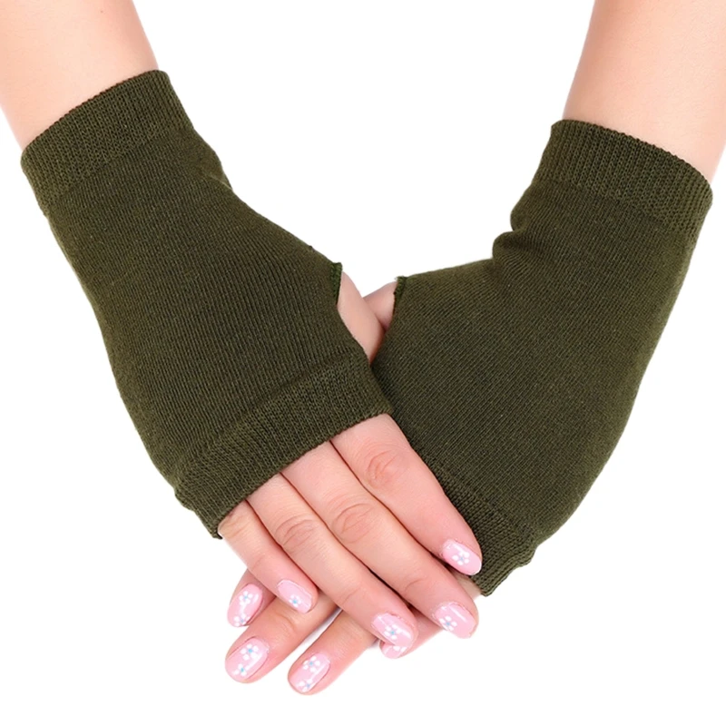 

Knitted Fingerless Gloves Autumn Winter Stretch Warm Half Finger Cycling Mittens