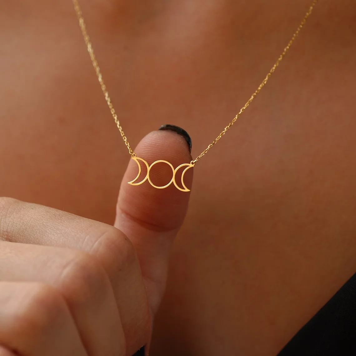 Potrójna bogini księżyca Słońce Pentagram Naszyjniki Hecate ze stali nierdzewnej Witch Luna Naszyjnik Biżuteria esotericos y brujeria