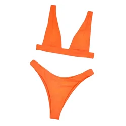 Bikini unicolor para mujer, traje de baño Sexy con realce, conjunto de Bikini brasileño, ropa de playa para verano, XL, 2022