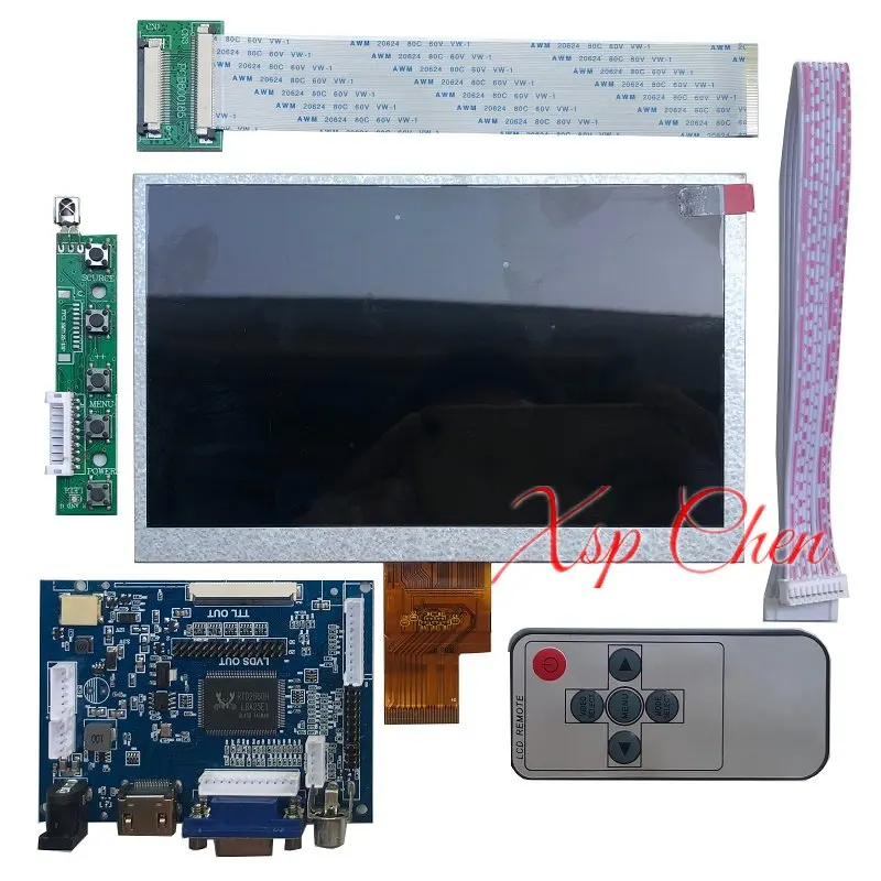 7 Inch 1024*600 Screen Display LCD TFT control board display HDMI-Compatible VGA AV for Lattepanda,Raspberry Pi Banana Pi