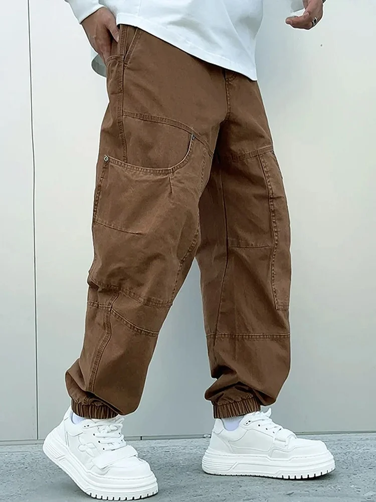 

Модные повседневные брюки-карго в стиле пэчворк для мужчин, свободные, в американском стиле, для активного отдыха, осенне-зимние, ретро, молодежные