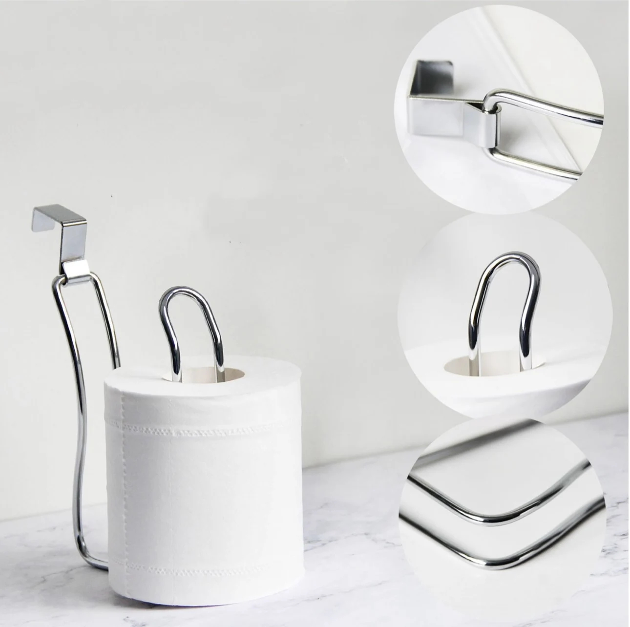 

Self Adhesive Toilet Paper Towel Holder, Stainless Steel Wall Mount, No Punching, Tissue Towel Roll Dispenser, Bathroom