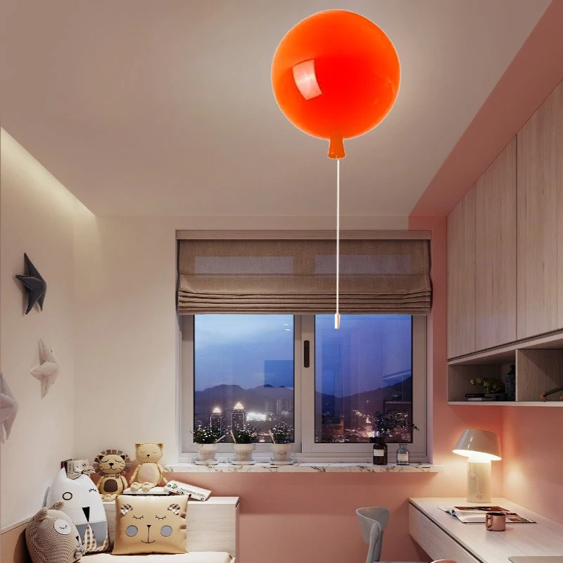 Modern Ceiling Chandelier Kids Bedroom Kindergarten Restaurant Lighting Acrylic Colorful Balloons Pendant Lamp with Pull Switch