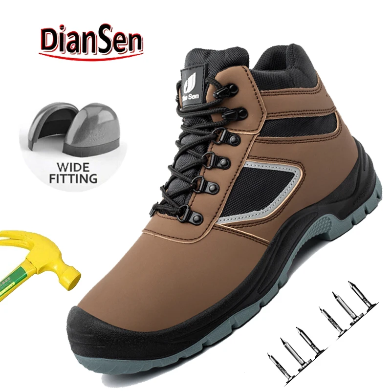 

Brown Ankle Boots Indestructible Safety Shoes Steel Toe Protective Boots Anti-puncture Leather Shoes Industrial Shoes