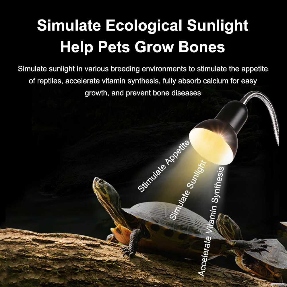 Reptile heating lamp holder UVA UVB Light Rotatable Basking Spot Light Simulated Sunlight For Turtle Lizard Dimmable 220-240V
