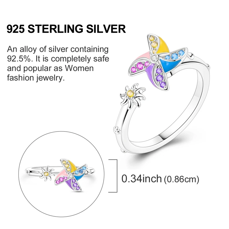 Adjustable Rings 925 Sterling Silver Mermaid Wing Dragon Sunflower Tulip Open Rings For Women Female Original Engagement Jewelry