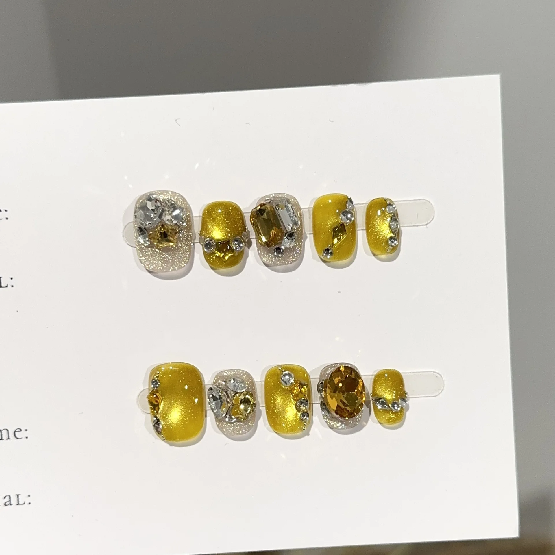 

Чисто ручной работы, пресс для ногтей, золотой кошачий глаз, короткие ногти, алмазный взрыв, вспышка, съемный искусственный дизайн ногтей