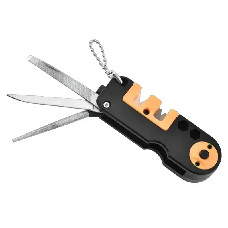 Outdoor MultiPurpose Cut Sharpener with light Portable 6In1 Pocket Portable Sharpening Tool Foldable Cut-Resistant Survival Tool