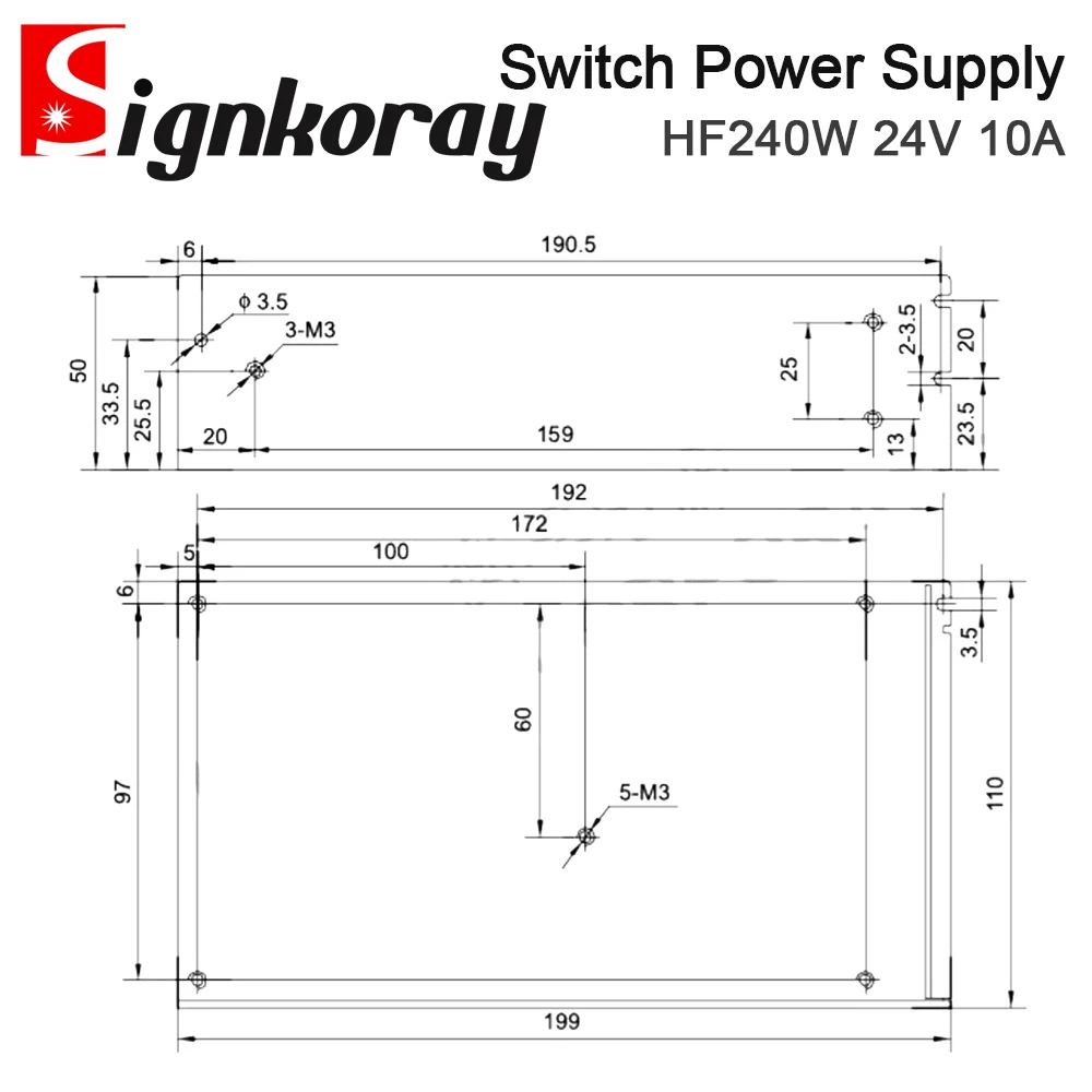 Imagem -04 - Fonte de Alimentação Interruptor Signkoray Controle Industrial Led Monitoramento e Medical Hf240w-sf24 110 v 220v ac para dc 24v 10a