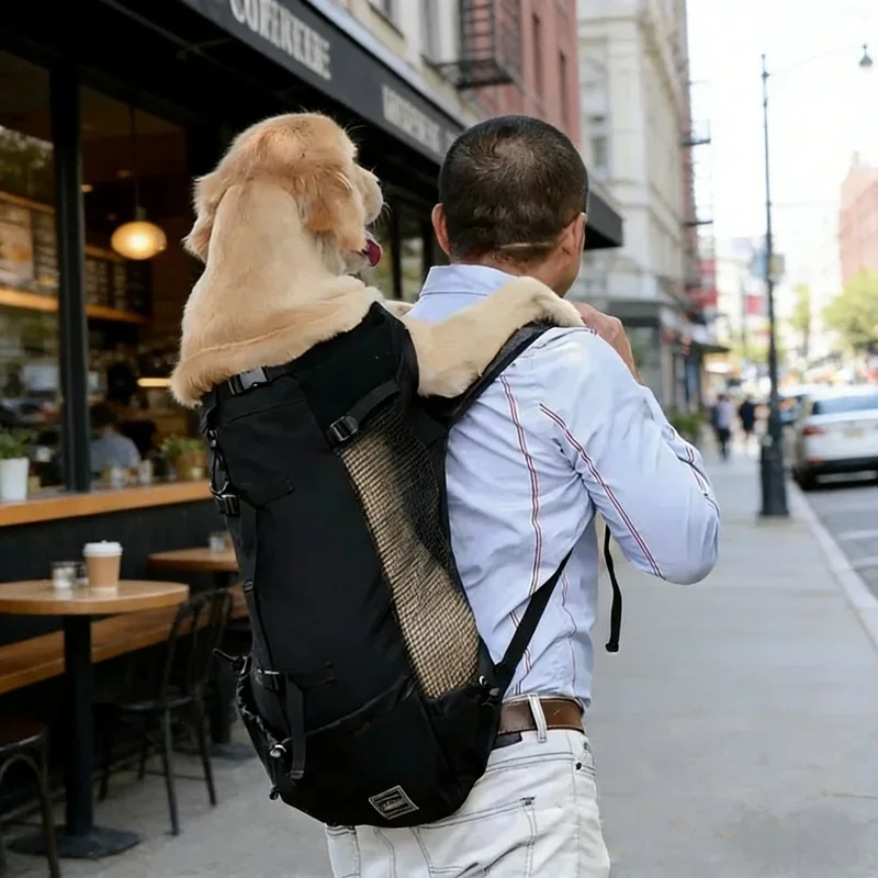 調節可能な耐久性のある犬用バックパックキャリア通気性のある大型屋外ハイキングキャンプバッグゴールデンレトリバーブルドッグペット用品用