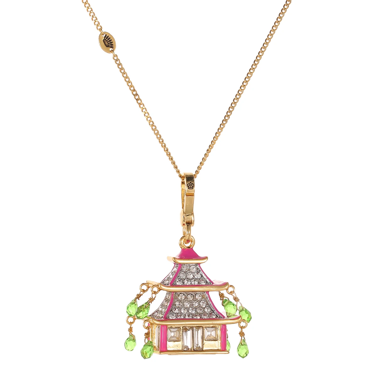 National fashion enamel glaze three-dimensional small house tassel pendant necklace high sense temple key chain jewelry