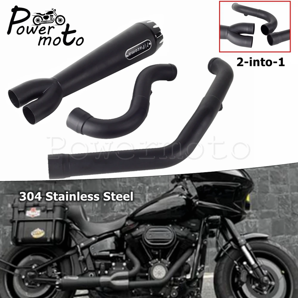 For Harley Softail Low Rider S ST EI Diablo Street Bob 2018-up 2-into-1 Motorcycle Complete Full System Exhaust Pipe Muffler