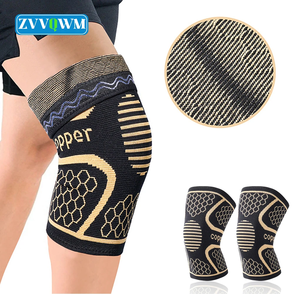 1Pcs Copper Knee Sleeve Compression Sports Arthritis Joint Pain Relief Knee Support Meniscus Tear Running Knee Brace Workout