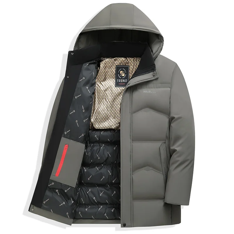 Parkas largas con capucha para hombre, abrigo de algodón acolchado con cremallera, chaqueta gruesa cálida, abrigo de invierno, moda