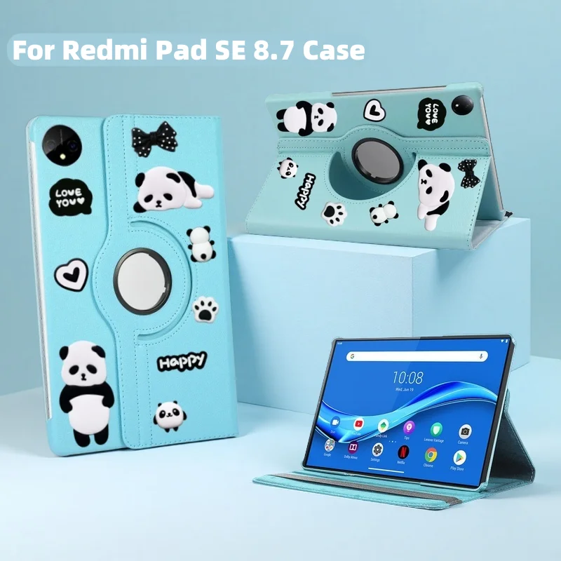 

Для Xiaomi Redmi Pad SE 2024, чехол 8,7 дюйма из искусственной кожи, вращающаяся на 360 градусов подставка, чехол Funda для Redmi Pad se 8,7, чехол Coque Capa