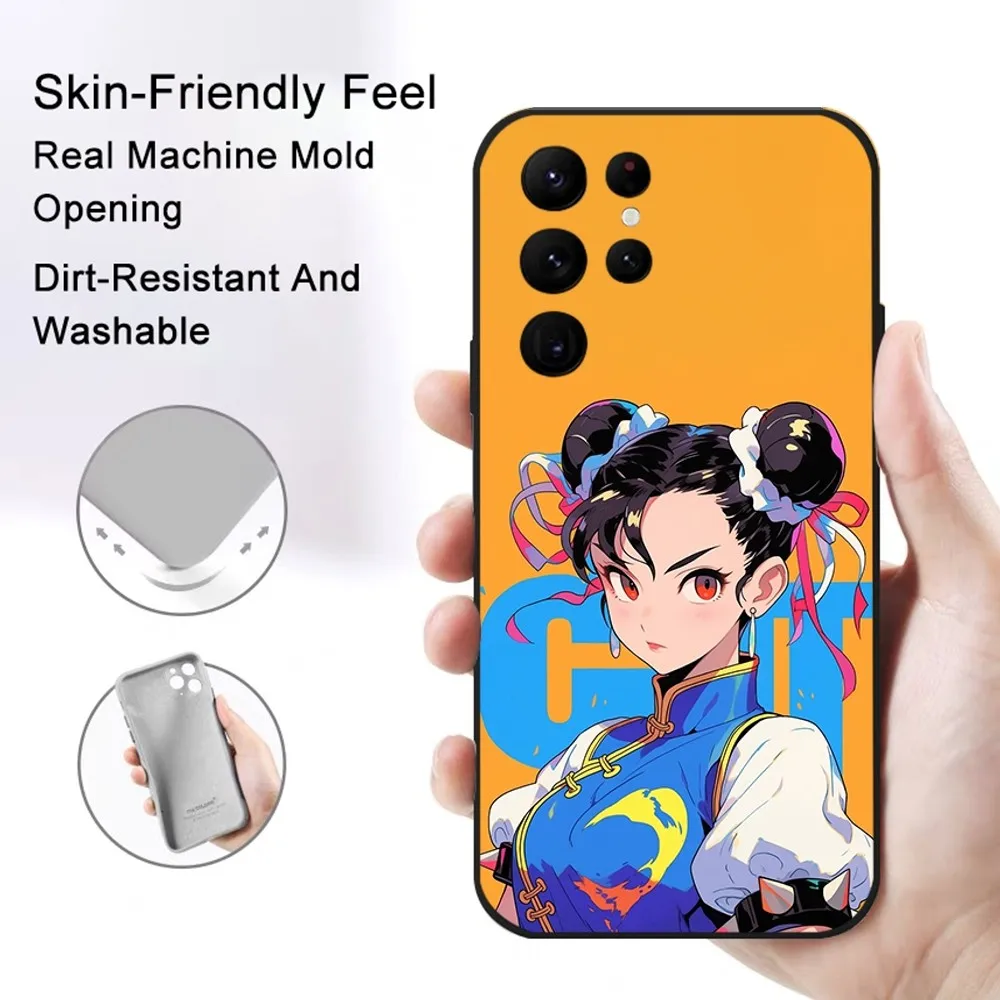 Chun-Li Game-Street-Fighters Phone Case Samsung S series s20 s21 s22 s23 s24 FE Plus Ultra TPU Soft to Skin-friendly case