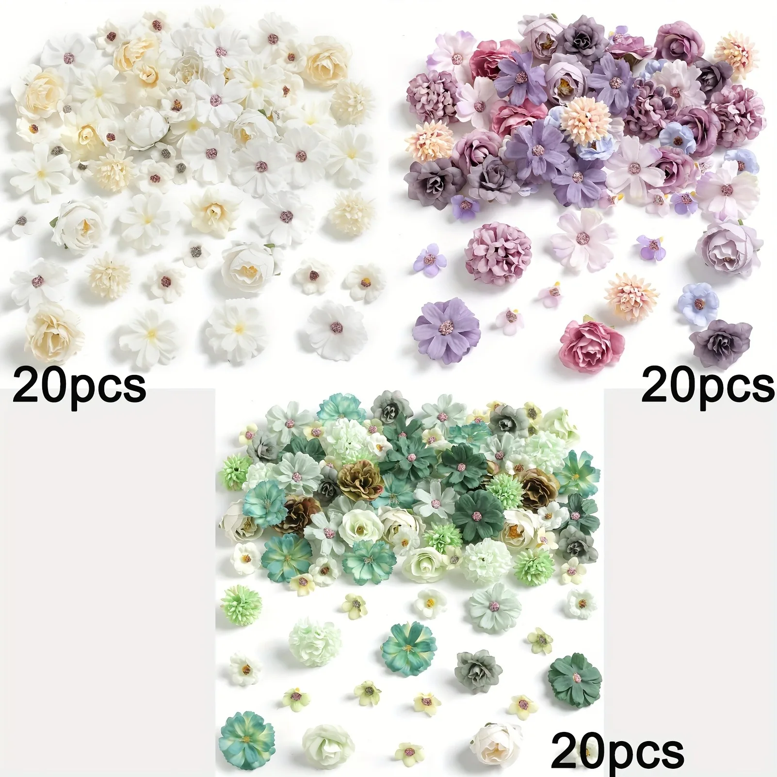 60 Stück künstliche Blumen Kopf Seide Rose gefälschte Blumen Home Decor Party Supplies Hochzeit Dekoration Handwerk Geschenke Kranz Zubehör – Detail 3