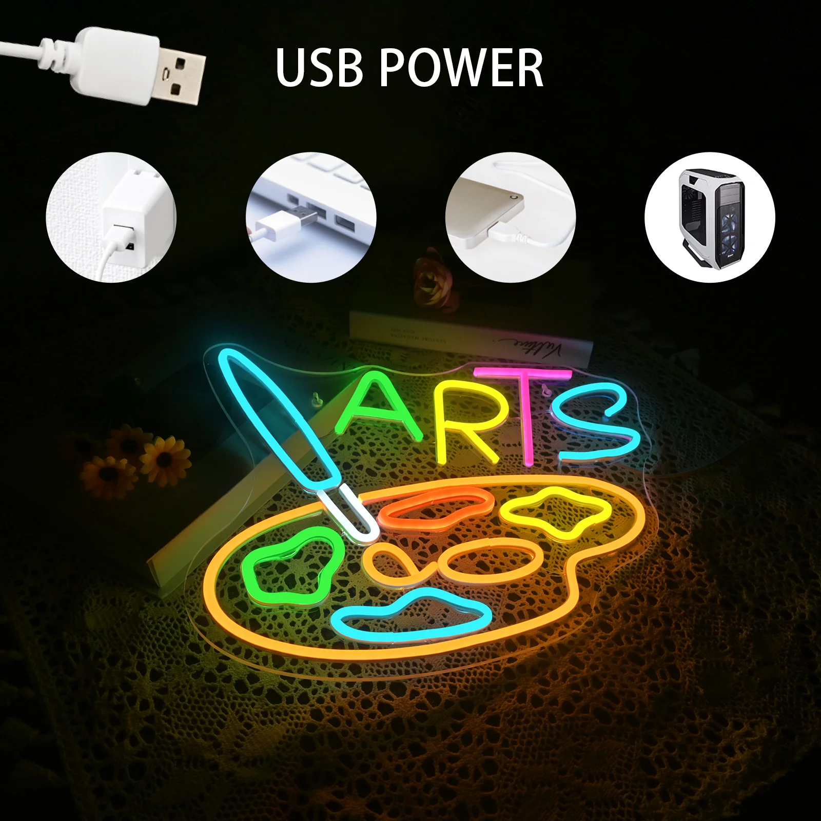 Paint Neon Sign Dimmable Painting Neon Light Signs for Wall Decor USB Powered LED Light Up Sign for Studio Art Wall Decor